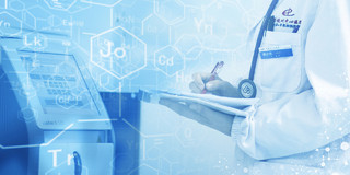 蓝色科技感大气医生分子医疗实验展板背景